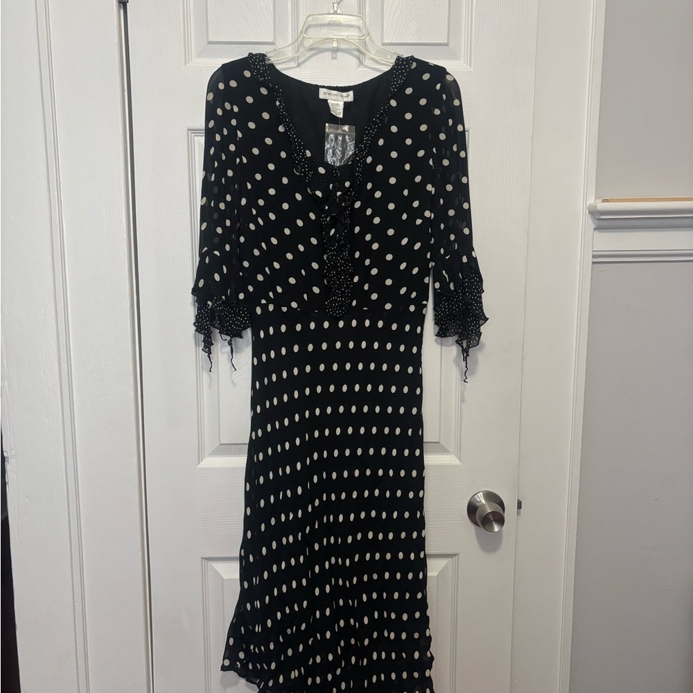 Newport News Polka Dot Silk Chiffon Dress – Size 12